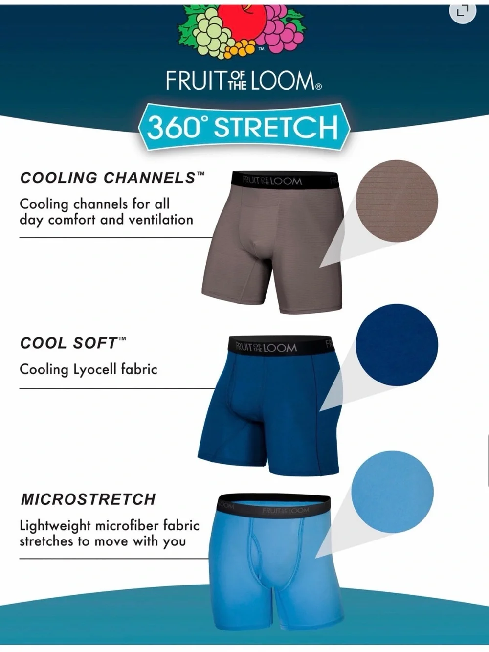 💜 Fruit of the Loom Men's Micro-Stretch Boxer Briefs, 6-Pack Size:small(28-30)